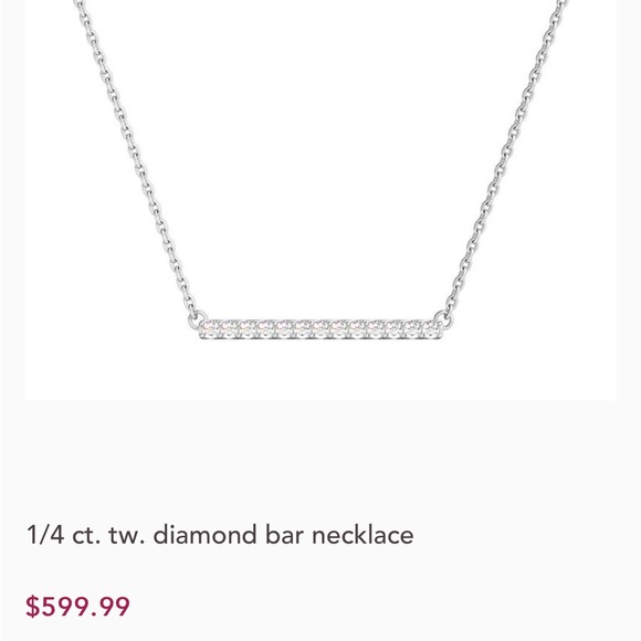 1/4 carat white gold bar diamond necklace - Picture 1 of 8